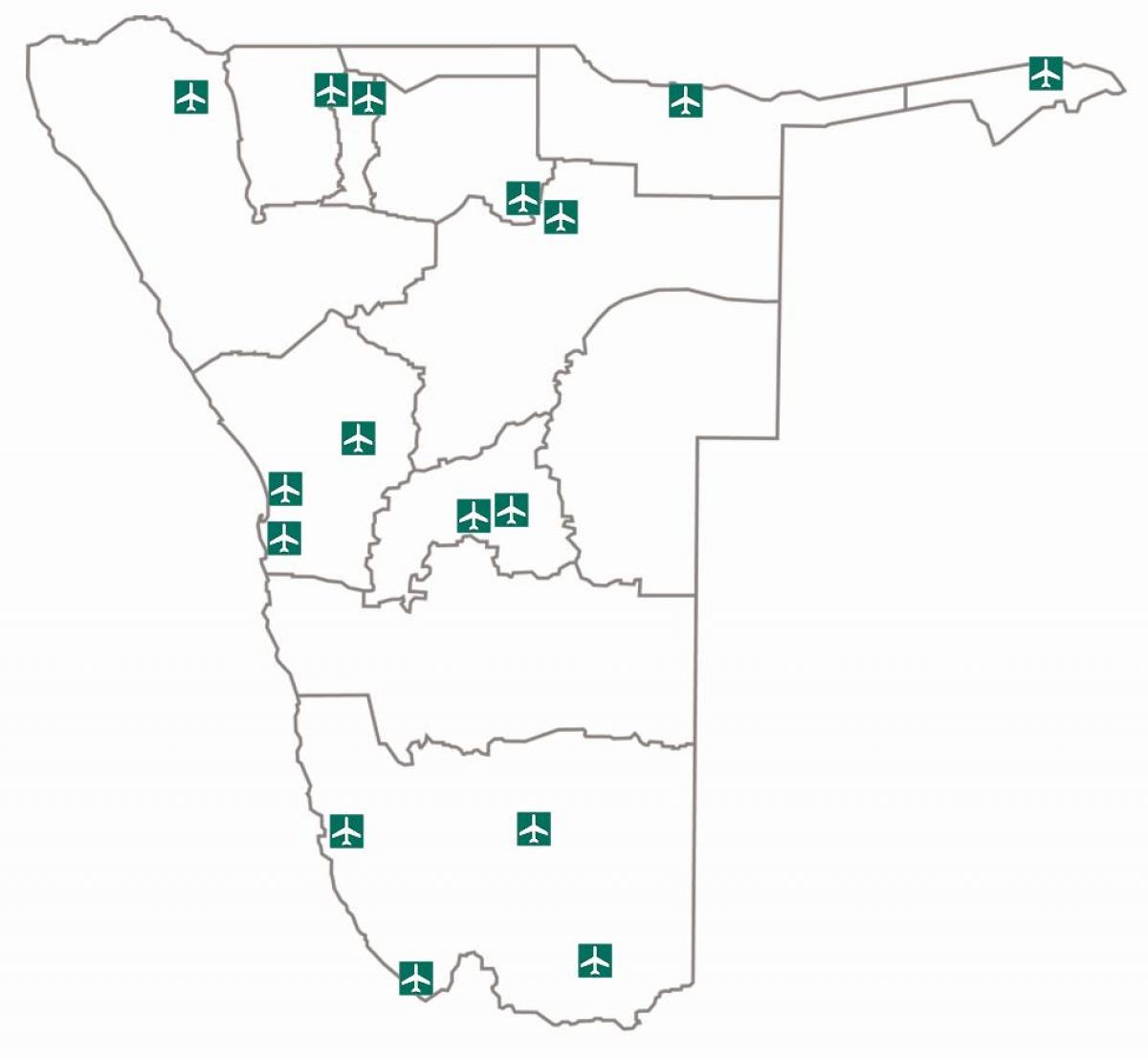 Mapa de aeropuertos en Namibia