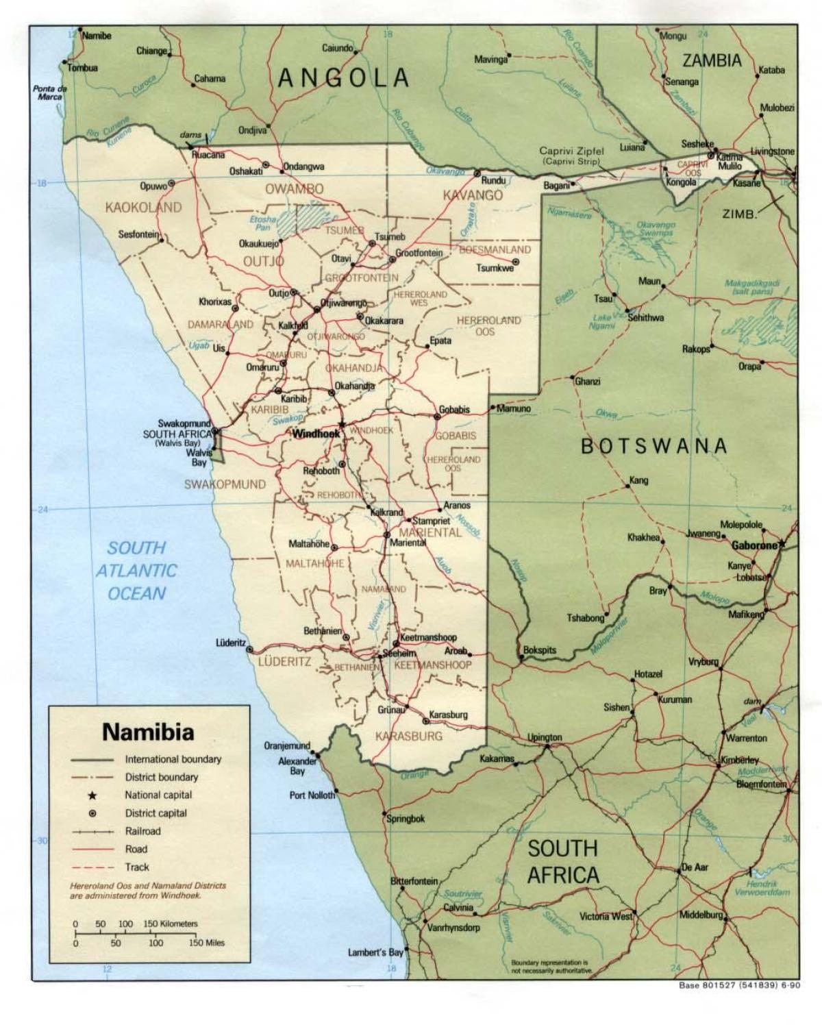 Namibia mapa con todos los pueblos