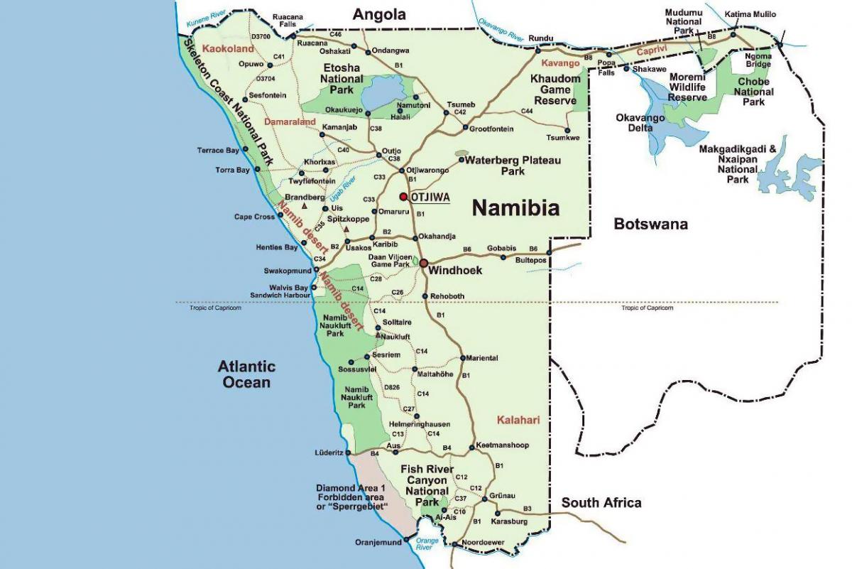 el mapa de Namibia