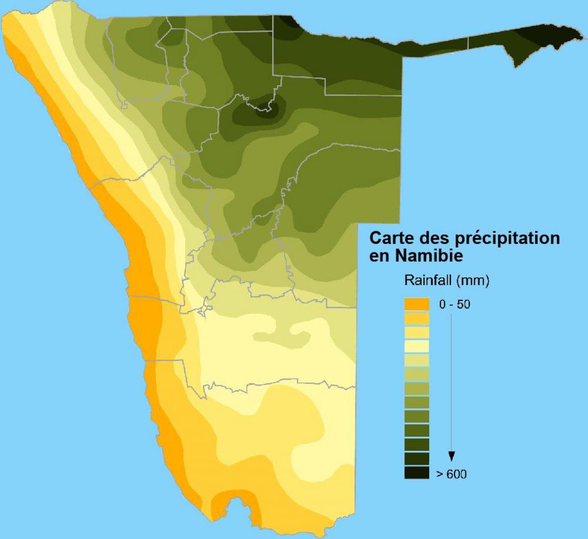 Mapa de Namibia lluvia