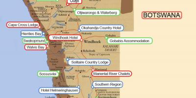 Sitios de Camping Namibia mapa